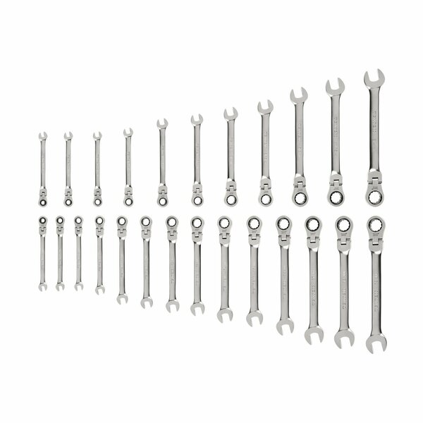 Tekton Flex Head 12-Point Ratcheting Combination Wrench Set, 25-Piece 1/4-3/4 in., 6-19 mm WRC95004